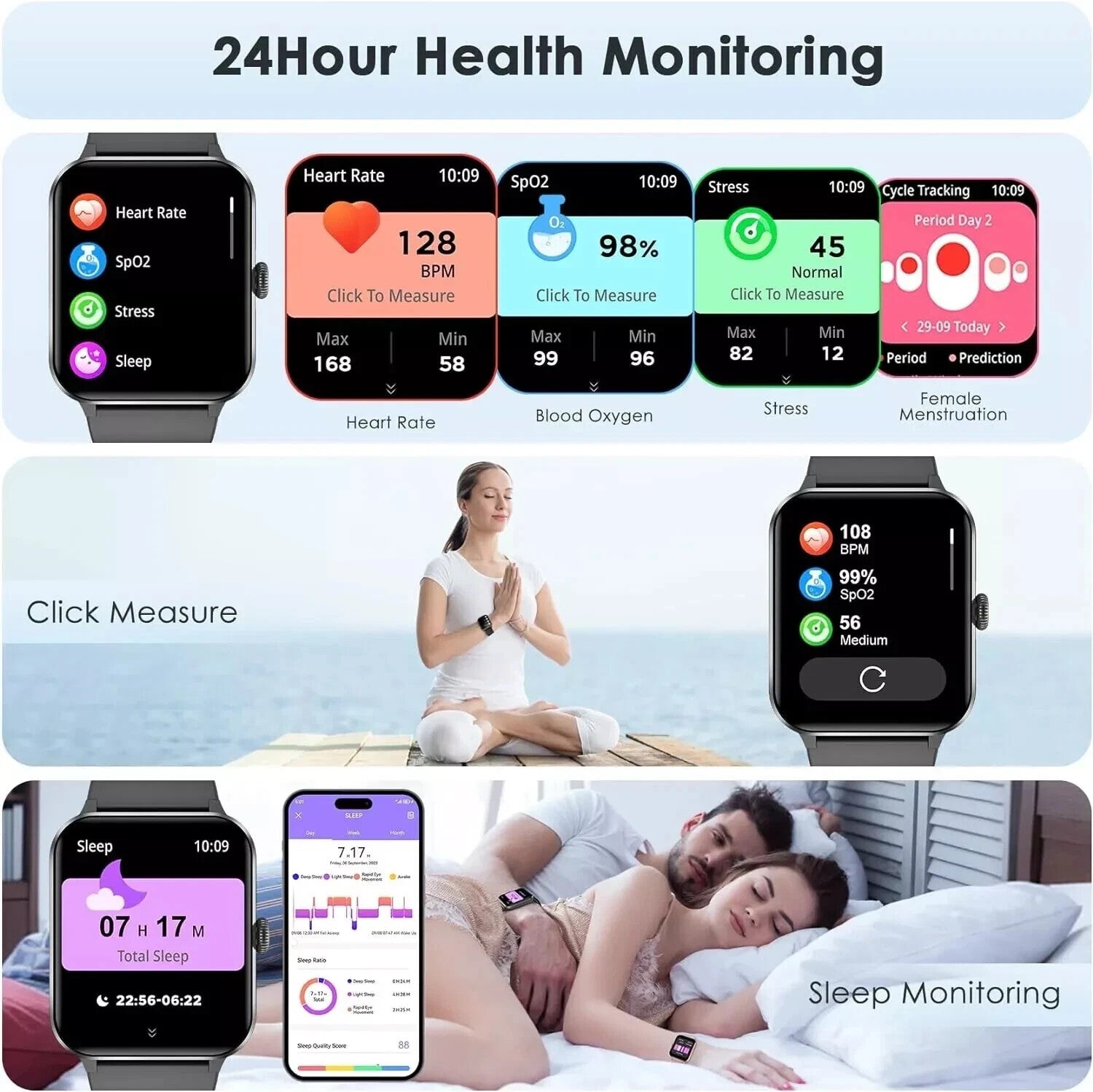 Smart Watch Men Women Fitness Tracker Blood Pressure Heart Rate Sport Watches UK