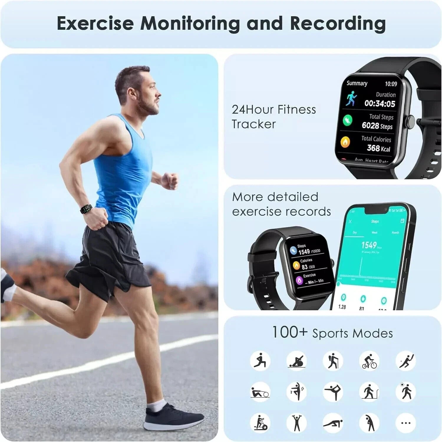 Smart Watch Men Women Fitness Tracker Blood Pressure Heart Rate Sport Watches UK